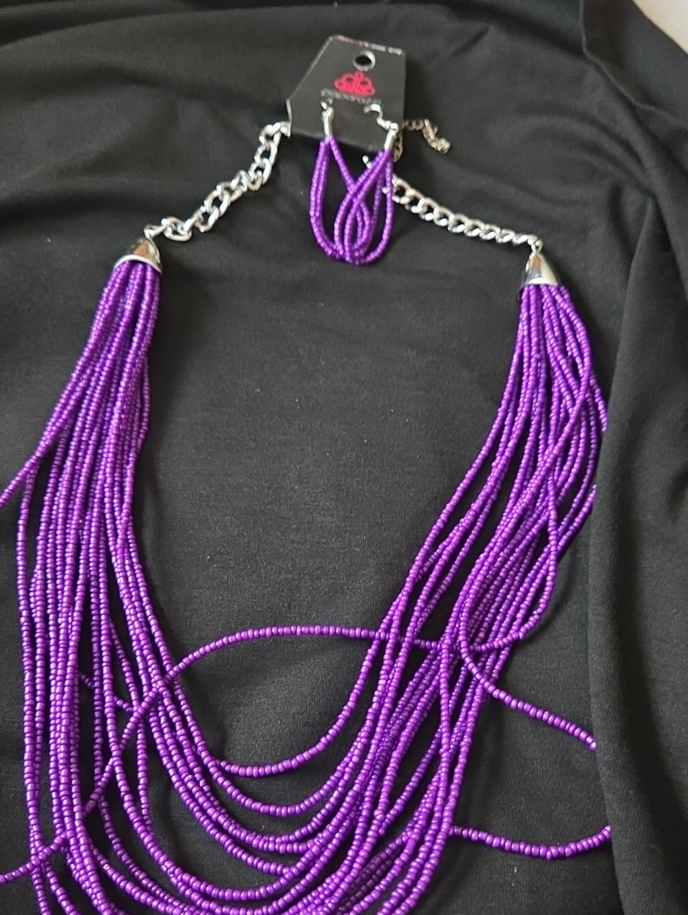 paparazzi Purple Multi-Strand Beaded Necklace with Matching Earrings